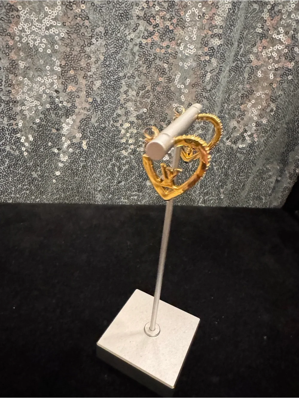 Louis Vuitton Gold Heart Stud Earrings with LV & Monogram Flower